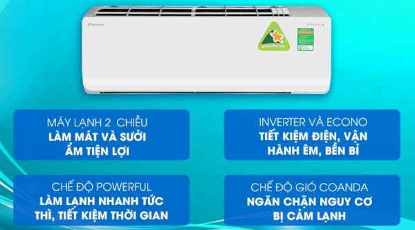 Máy lạnh 2 chiều Daikin Inverter 1.5 HP FTHF35RAVMV