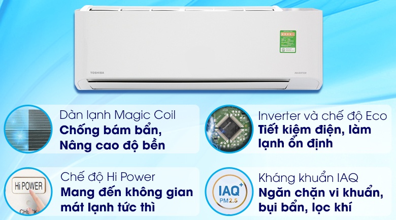 Máy lạnh Toshiba Inverter 1.5 HP RAS-H13C1KCVG-V Máy lạnh Toshiba Inverter 1.5 HP RAS-H13C1KCVG-V