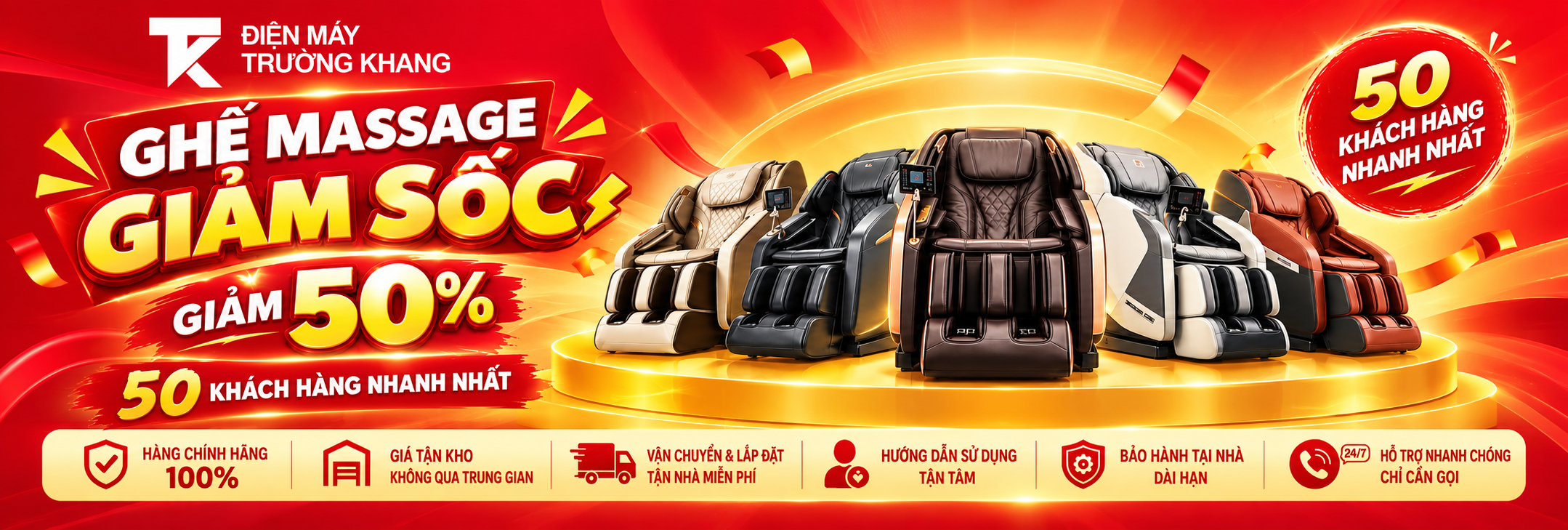 Ghế massage giảm sốc 50% cho 50 khách hàng nhanh nhất
